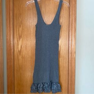 Free People Lily Wool Blend Mini Dress Medium Green Angora Lace Sleeveless